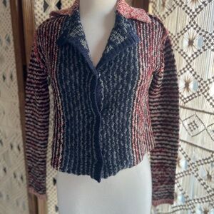 Free People Wool Open Back Multi Colored Cardigan